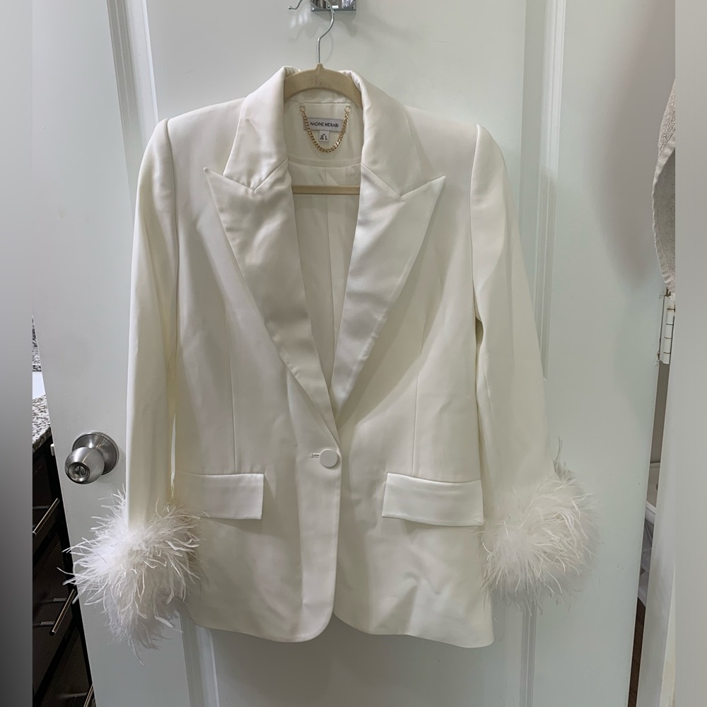 NADINE MERABI Margot white blazer. Size XS. WORN ONCE.